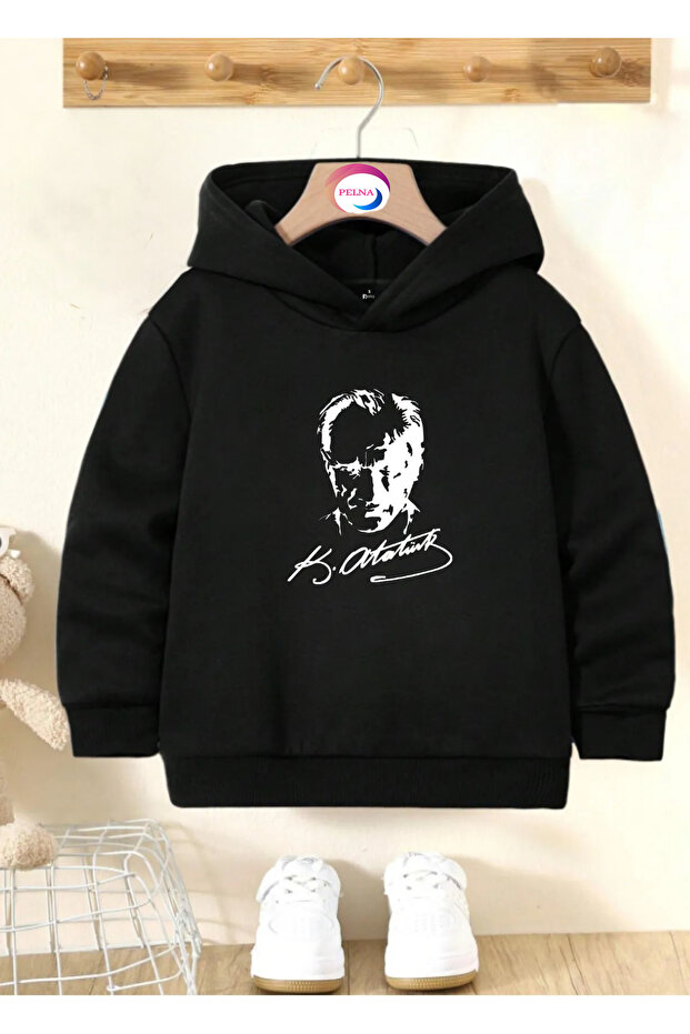 Ataturk Printed Cotton Hooded Children's Sweatshirt