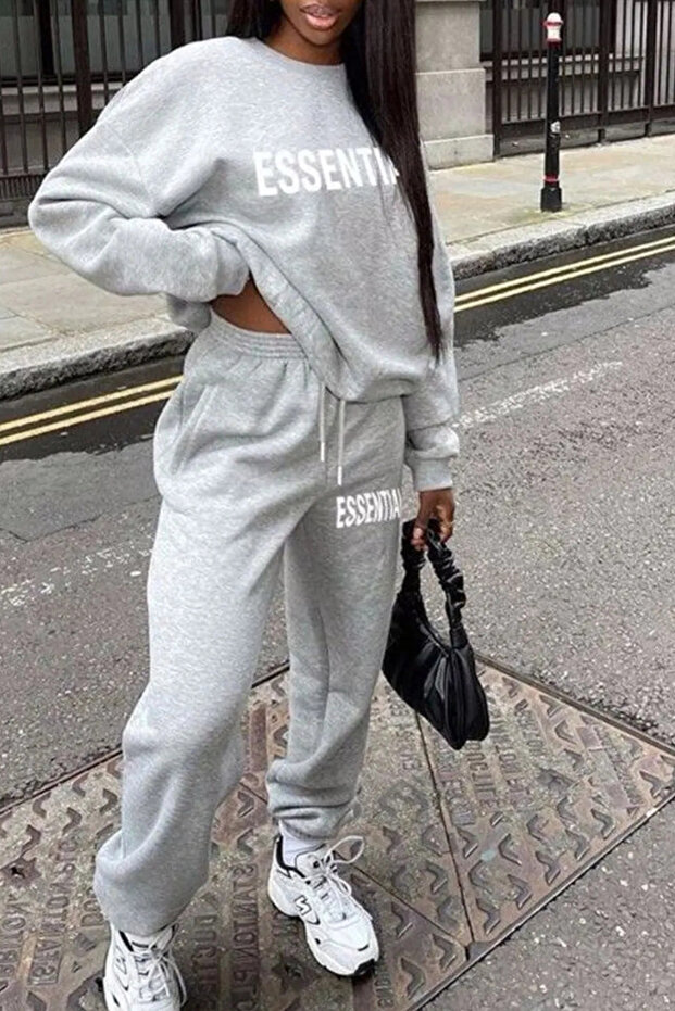 Cotton 3 Thread New Season Essentials Printed Unisex Tracksuit Set