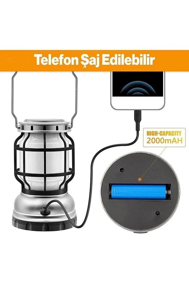 Şarjlı 21 Dekoratif Kamp Lambası Ledli Kırmızı Alev Beyaz  Işıklı El Feneri Işıldak Çift Modlu Lamba - 5
