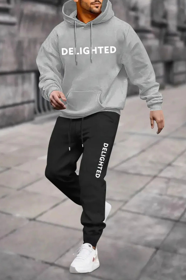 Delighted Printed Cotton Tracksuit Set - Oversize Hooded
