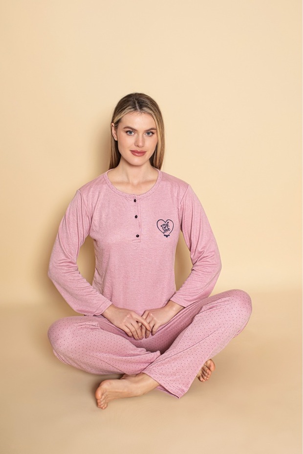Women's Buttoned Collar Seasonal Bamboo Long Sleeve Pajamas Set