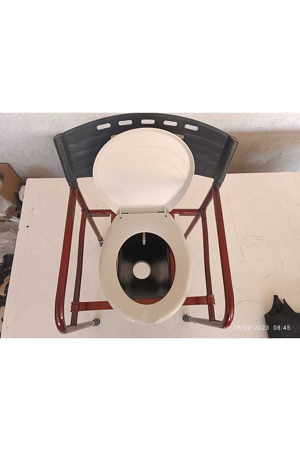 Taharet Musluklu Hasta Wc Sandalye Klozet Direk Wc Tuvalete Seyyar Sandalye Kolay Katlanır - 5