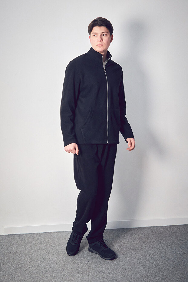 Fleecové tepláky s elastickými kapsami v pase - 2