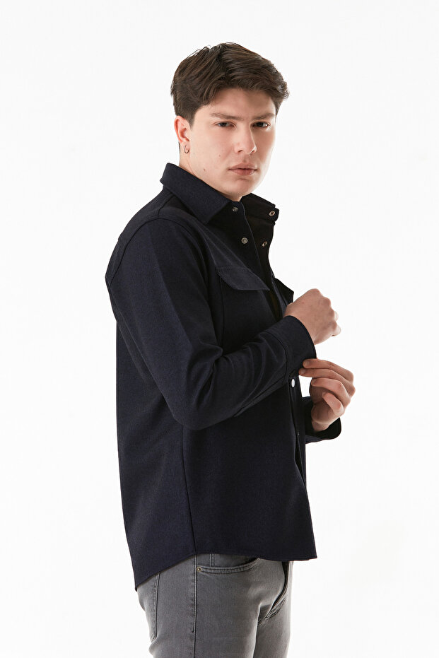 Basic Çift Cepli Çıtçıtlı Gömlek - 6