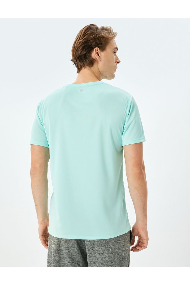 Bisiklet Yaka Baskı Detaylı Kısa Kollu Basic Spor Tişört - 4