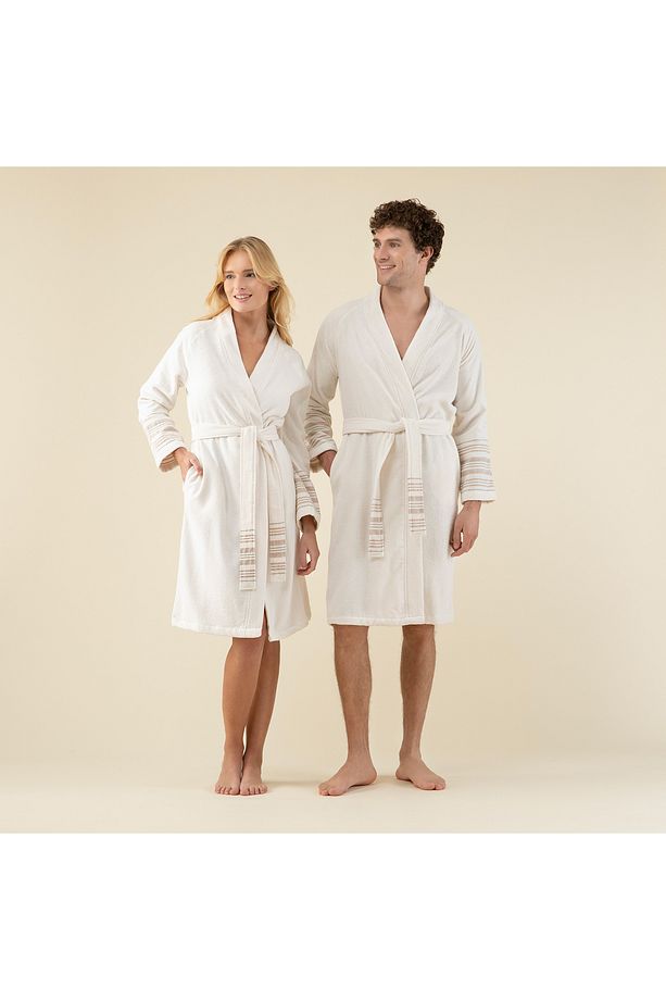 Derin Unisex Bornoz Ekru/mango - 1