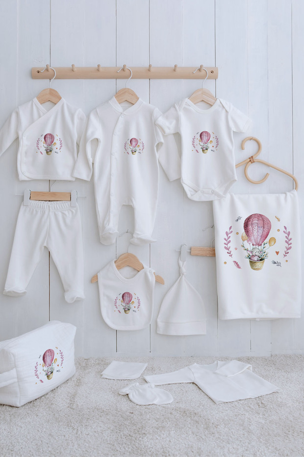Organic 11-Piece Hospital Release - for Baby - Elephant in a Pink Balloon