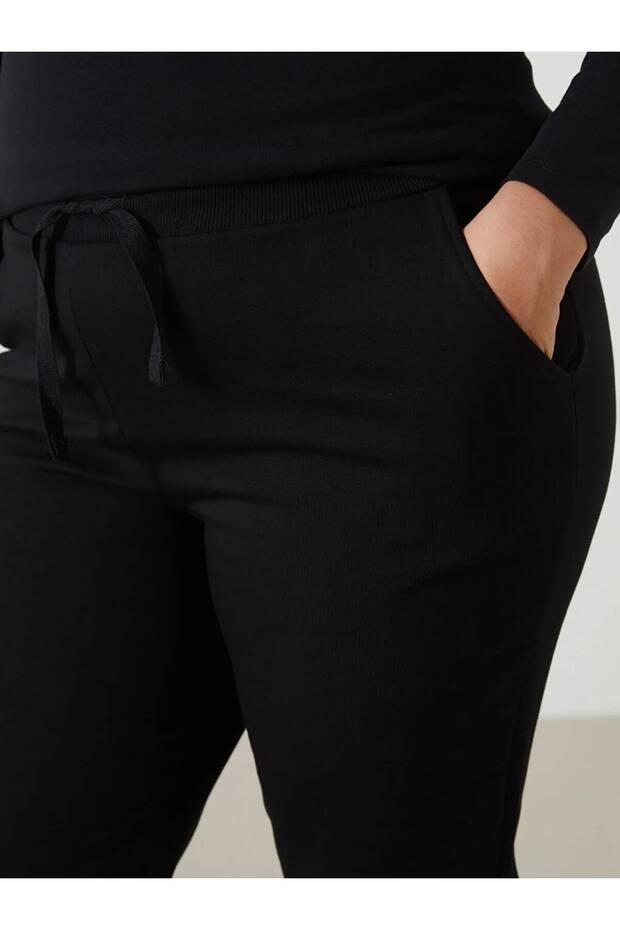 LCW Vision Siyah Beli Lastikli Kadın Kalın Jogger Eşofman Altı - 7