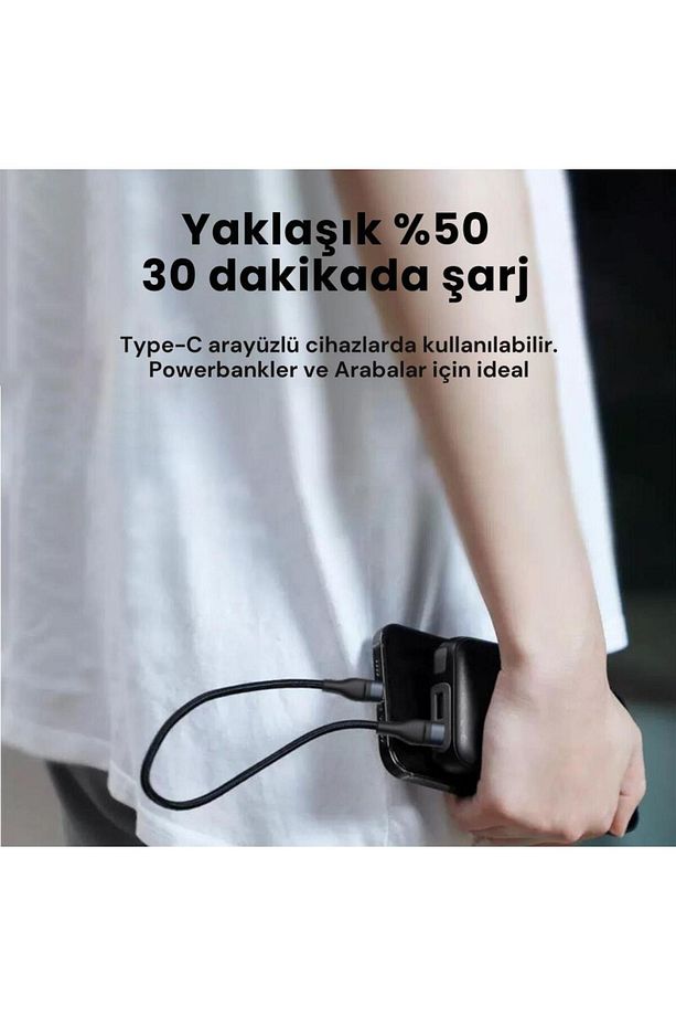 25cm 66w Süper Hızlı Pd Type C To Type C Şarj Kablosu, Kısa Halat Örgülü Kopmaz Kırılmaz Kabl - 2