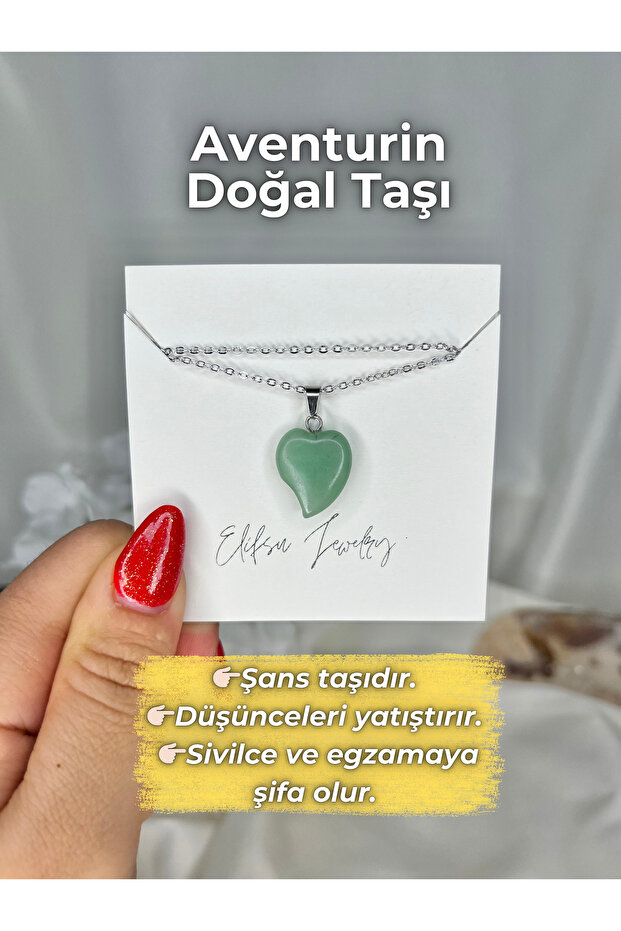 Curved Heart Natural Stone Necklace