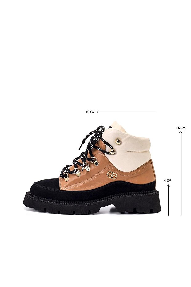 CIZ SİYAH/TABA SÜET Kadın DÜZ BOT - 4