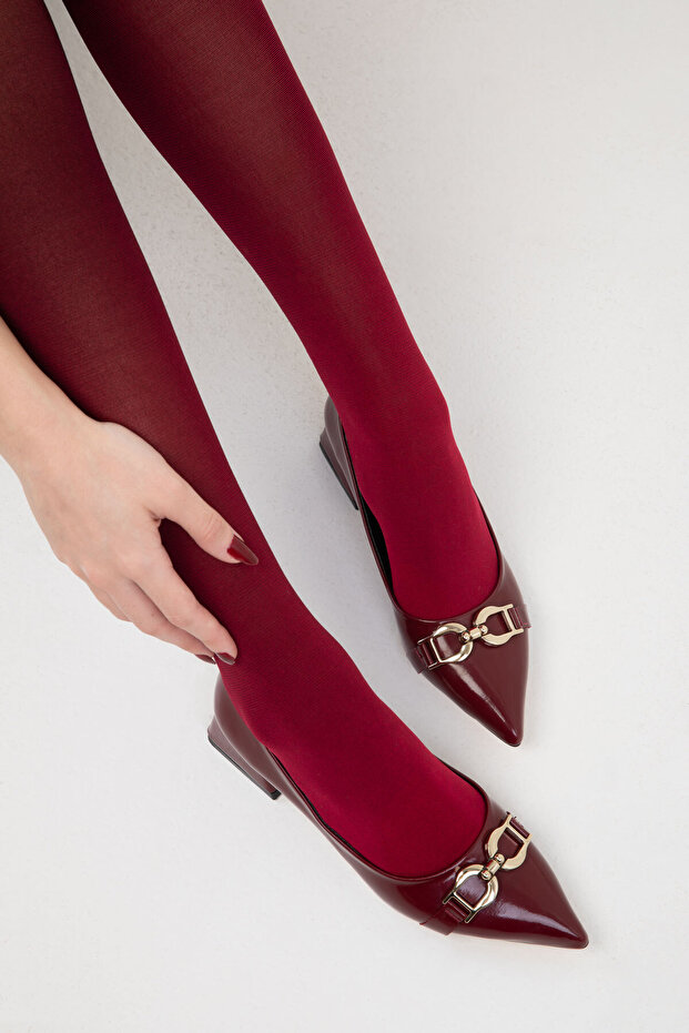 Klaretová červená lakovaná kůže 19546 Model klasické dámské boty na podpatku - 1
