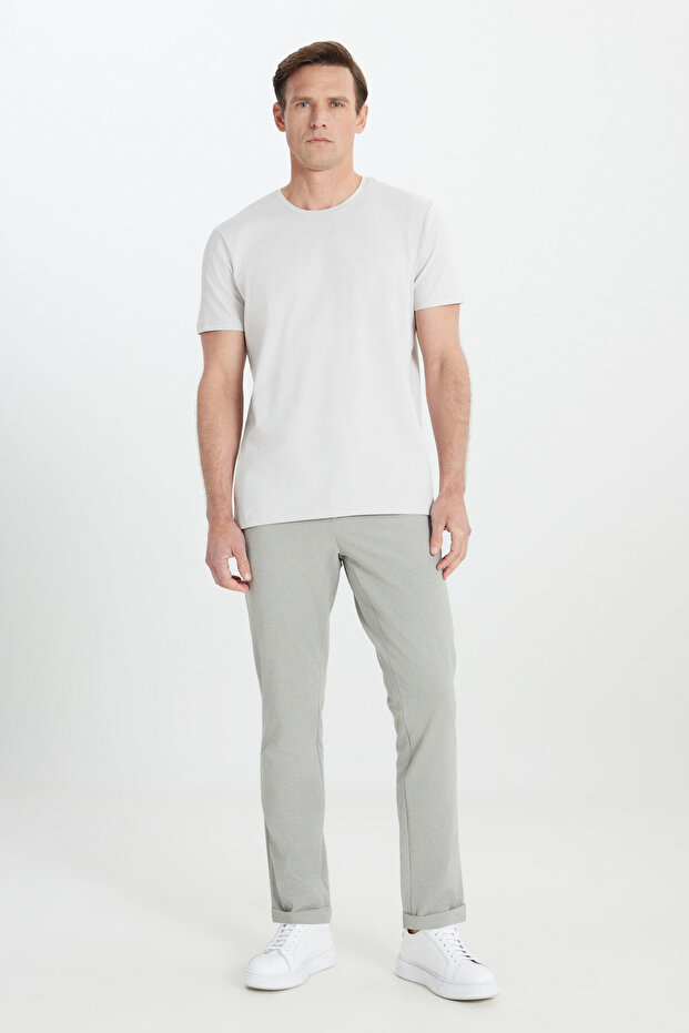 Erkek Açık Gri 360 Derece Her Yöne Esneyen Slim Fit Bisiklet Yaka Tişört - 2