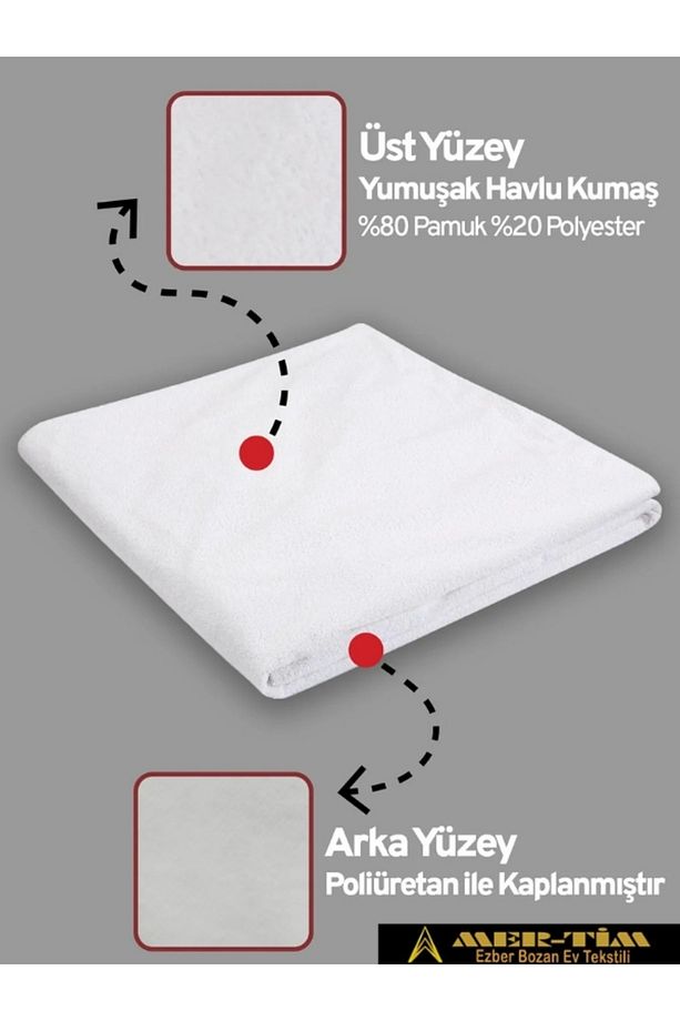 Mer-Tim Fitted Lastikli Tek Kişilik ve Çift Kişilik Sıvı Geçirmez Yatak Koruyucu Yatak Alezi - 2