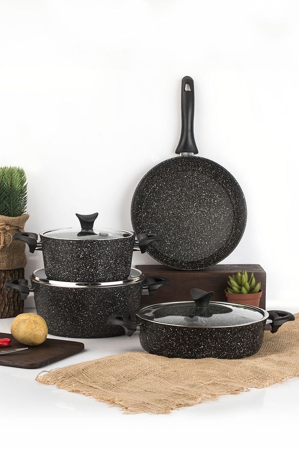 Mastercook 7 Parça Granit Tencere Seti Siyah - 2