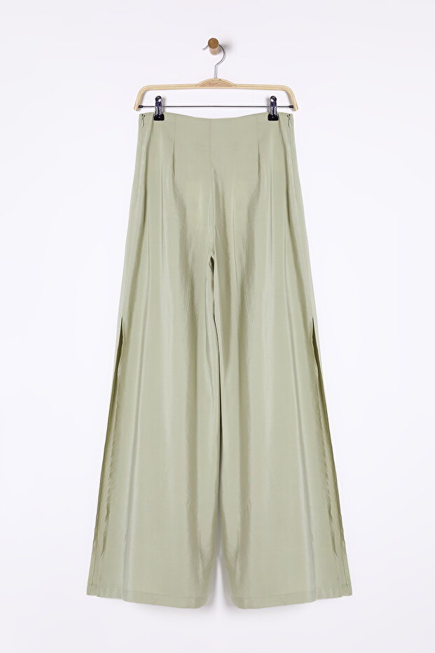Mint Modal Wide Leg / Geniş Paça Yüksek Bel Yırtmaçlı Dokuma Pantolon TWOSS25PL00006 Palazzo - 6
