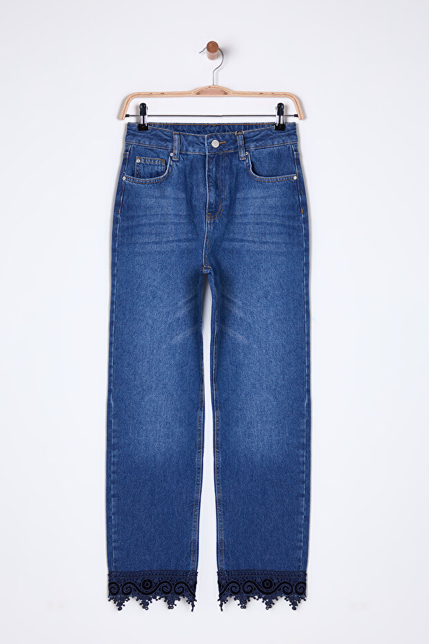 Mavi More Sustainable Dantel Detaylı Normal Bel Straight Jeans TWOSS25JE00007 - 1