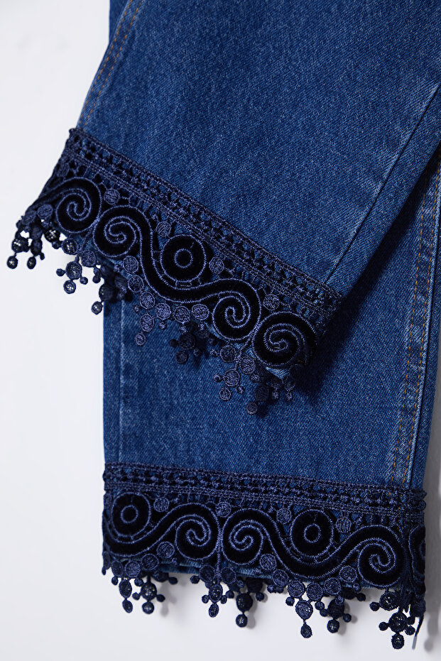 Mavi More Sustainable Dantel Detaylı Normal Bel Straight Jeans TWOSS25JE00007 - 2
