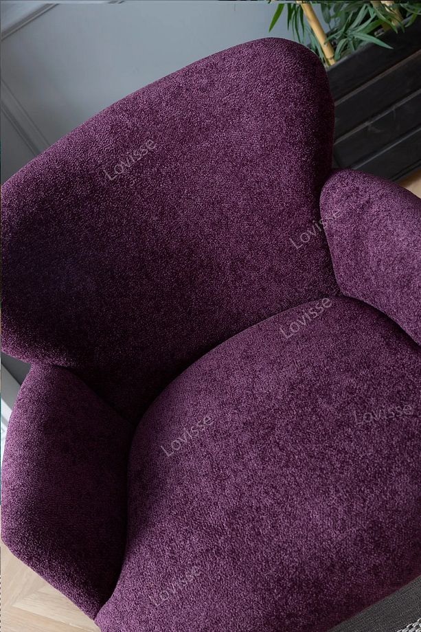 Mürdüm Mor Siyah Ayak Teddy Berjer , Salon, Balkon, Ofis, Bekleme, Güzellik Merkezi, çay seti - 3