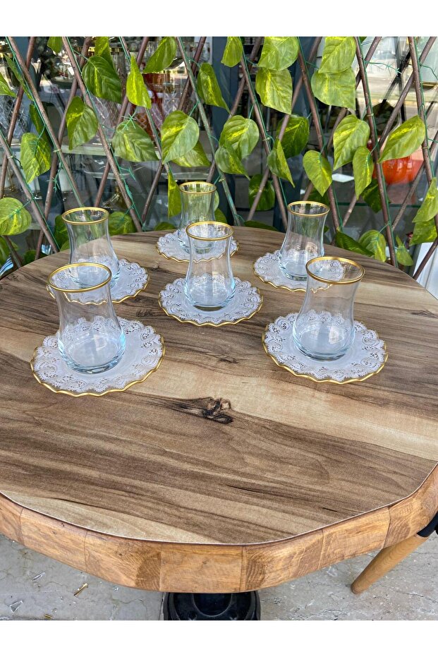 Dantel Model Gold Çay Seti. - 1