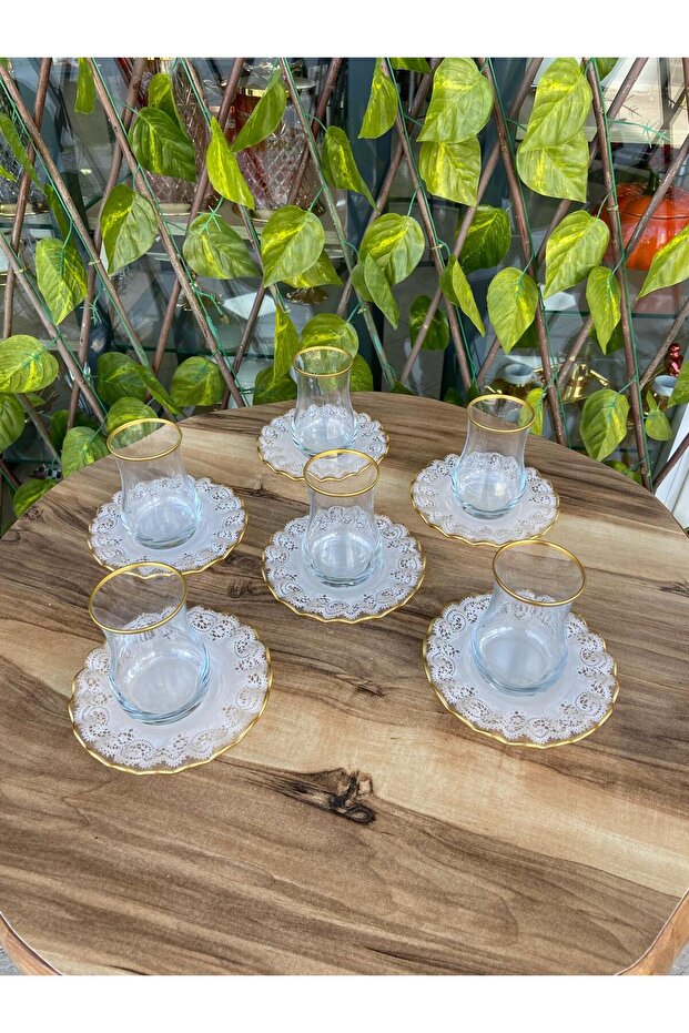 Dantel Model Gold Çay Seti. - 2