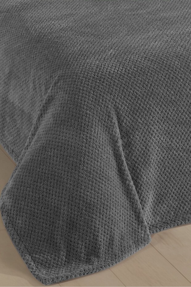 Wellsoft Tek Kişilik Yatak Örtüsü Ve Battaniyesi. 150 X 220 1 Adet Kırlent Kılıfı Antrasit - 2