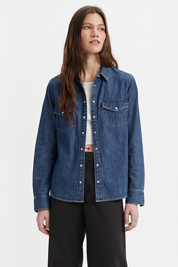 Oversized Long Sleeve Shirt Collar Women's Denim Shirt