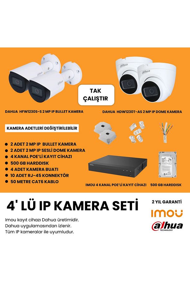 2 mp 4'lü Ip Kamera Seti Tak Çalıştır - 1