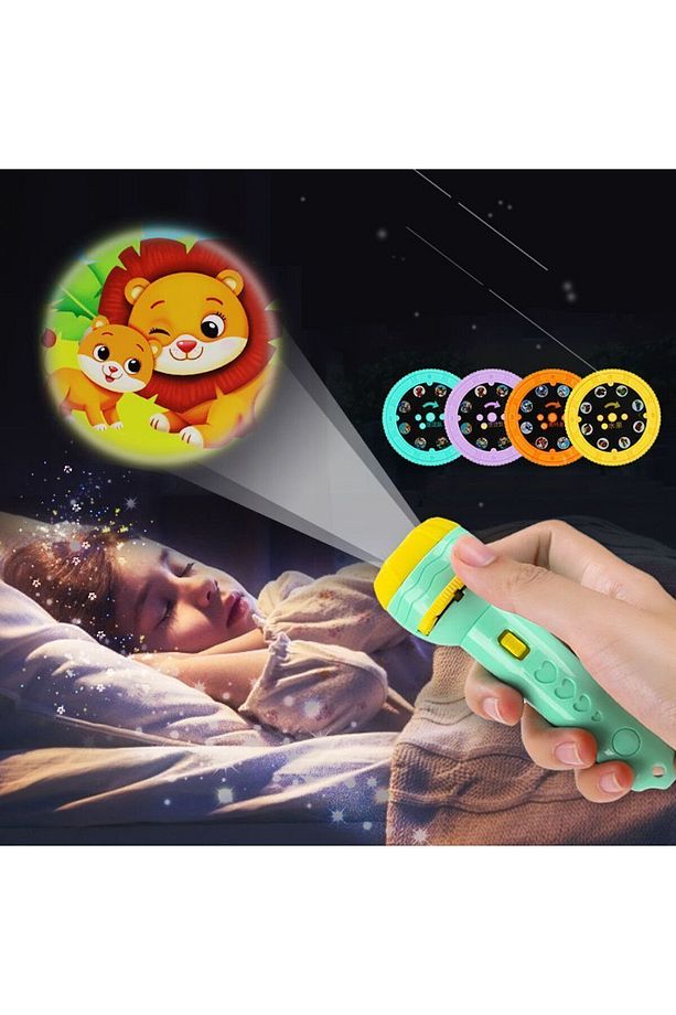 Çocuklar Için 2 adet  64 Resimli Projeksiyonlu Eğitici El Feneri- Colorful - 4