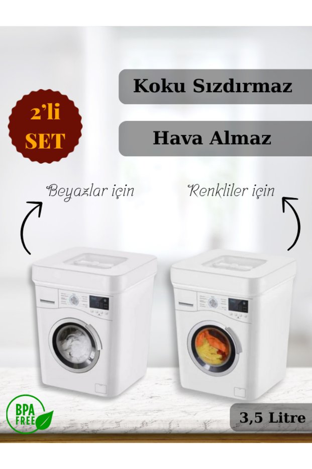 Separate Storage Set for 2 3.5 Liter Detergent Storage Boxes, White and Color