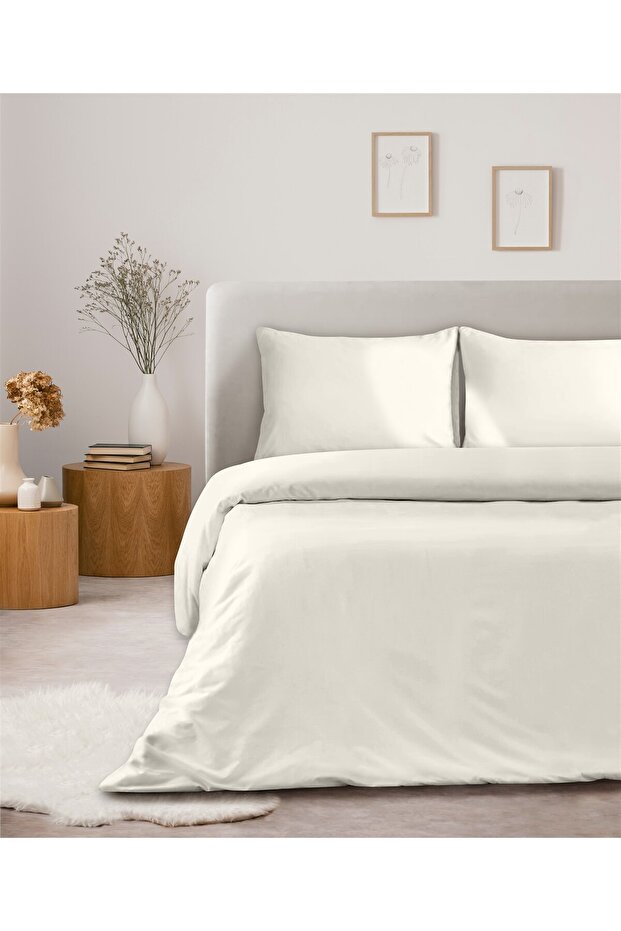 100% Cotton Akfil Duvet Cover Set Single Size 160X220 cm Off White