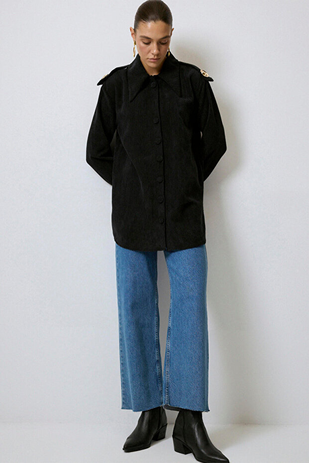 APOLETTA RÉSZLETES CSÍKOS VELVET ING - 2