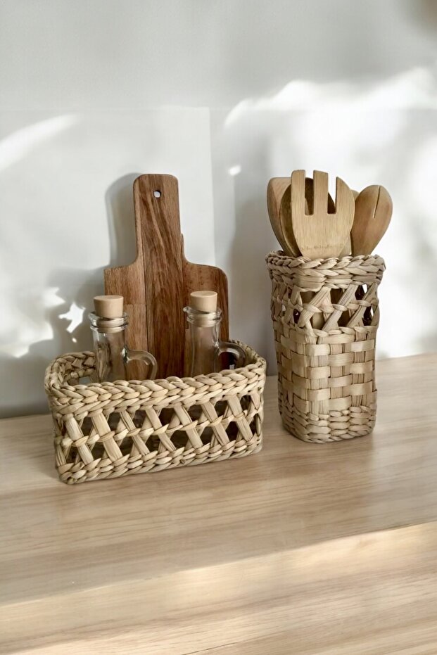 Kitchen 2-Piece Organizer Multi-Purpose Countertop Oil Pot Spice Rack Set Flower Pot Flower Holder Vase Set