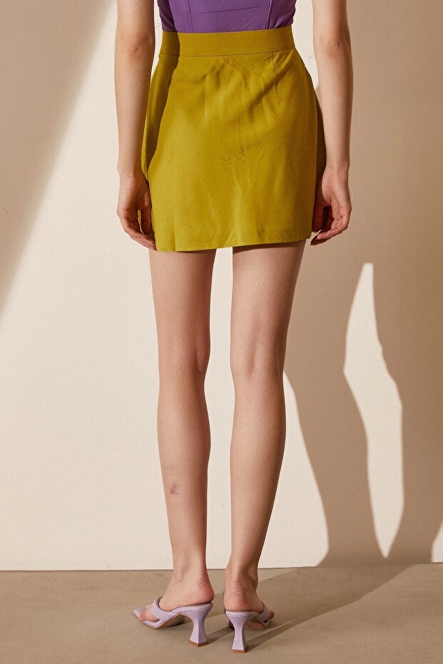 Yüksek Bel Şort Hardal - 6