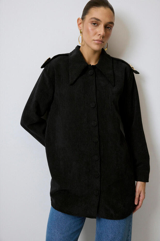 APOLETTA RÉSZLETES CSÍKOS VELVET ING - 3