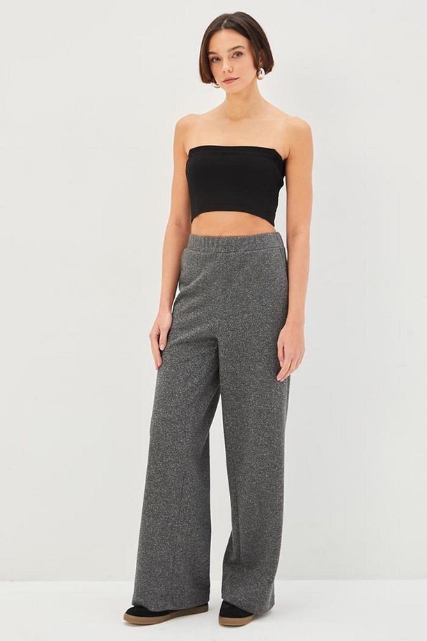 Beli Lastikli Simli Regular Örme Pantolon - 1