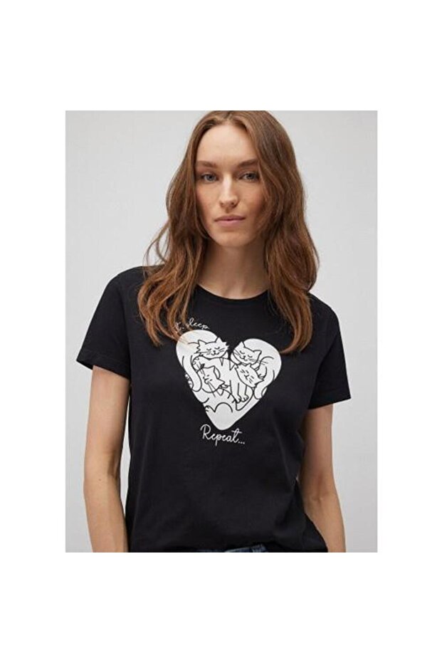 تي شيرت مطبوع عليه قطة - 5