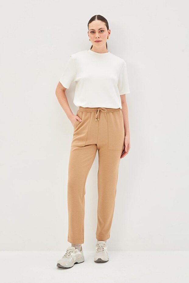Beli Lastikli Bilek Boy Regular Örme Pantolon - 1