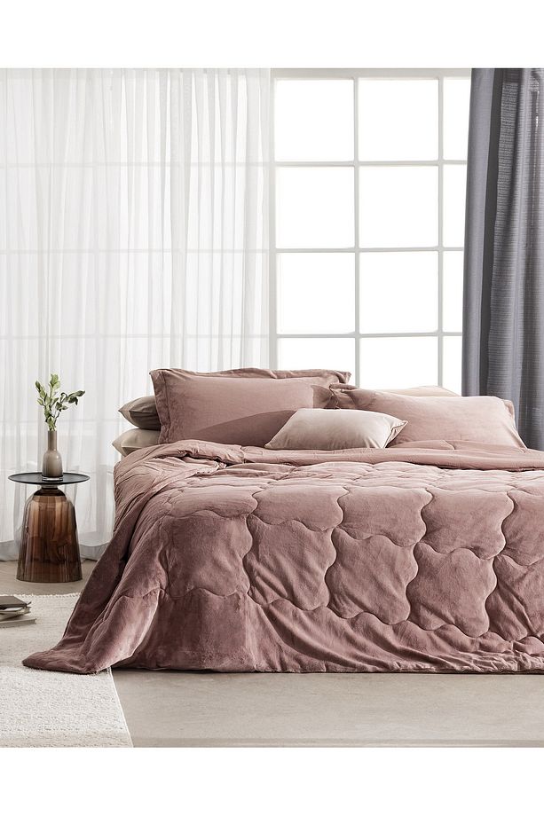 Kaira Tek Kişilik Comforter Set - Pudra - 1