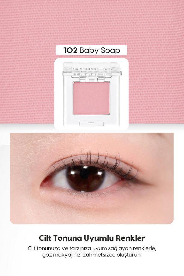Yumuşak Dokulu, Dökülme Yapmayan Mat Tekli Göz Farı Modern Shadow Matte (102 Baby Soap) - 2