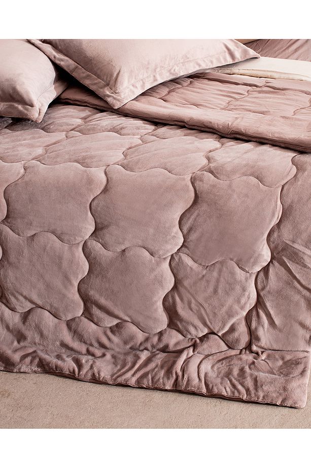 Kaira Tek Kişilik Comforter Set - Pudra - 6