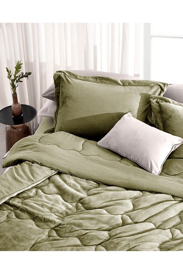 Kaira Çift Kişilik Comforter Set - Haki - 3