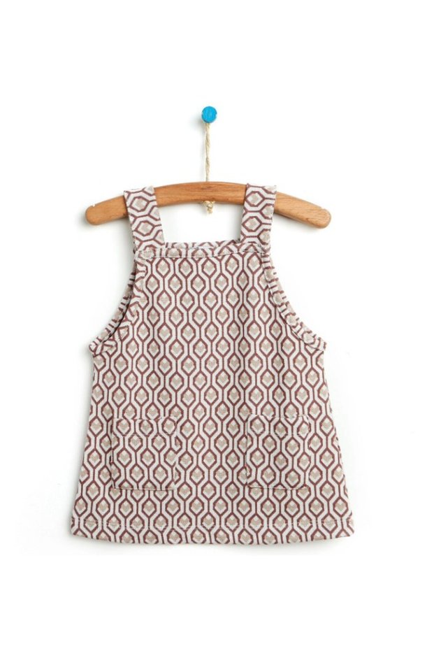 Baby Girl Strap Front Pocket Geometric/Patterned Dress/Salopet/Overalls