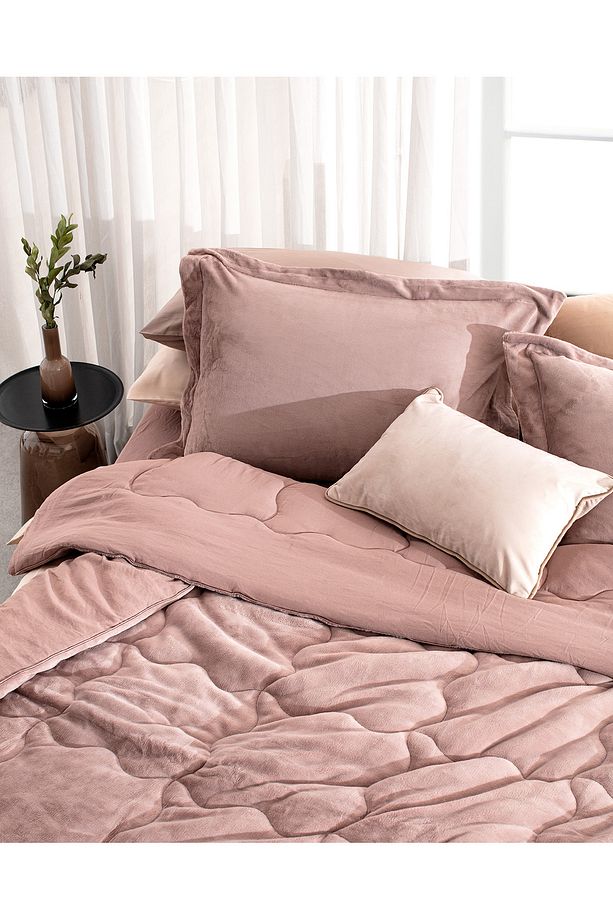 Kaira Tek Kişilik Comforter Set - Pudra - 3