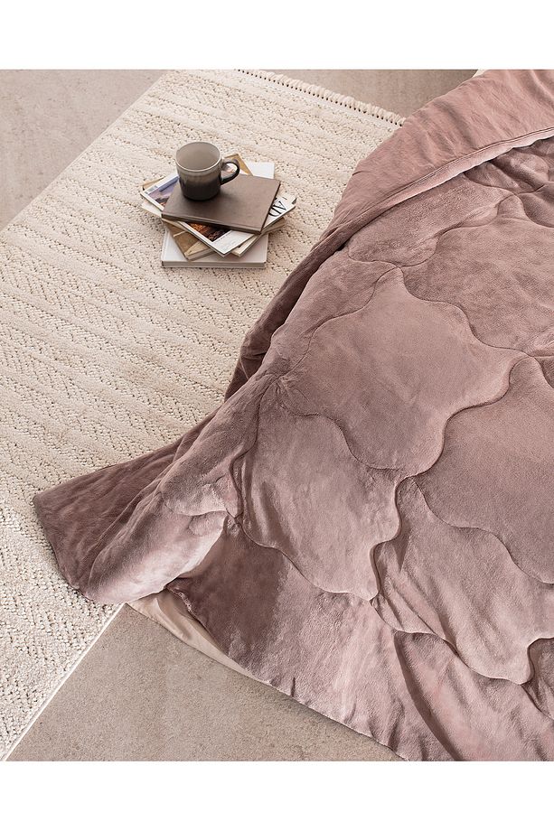 Kaira Tek Kişilik Comforter Set - Pudra - 4