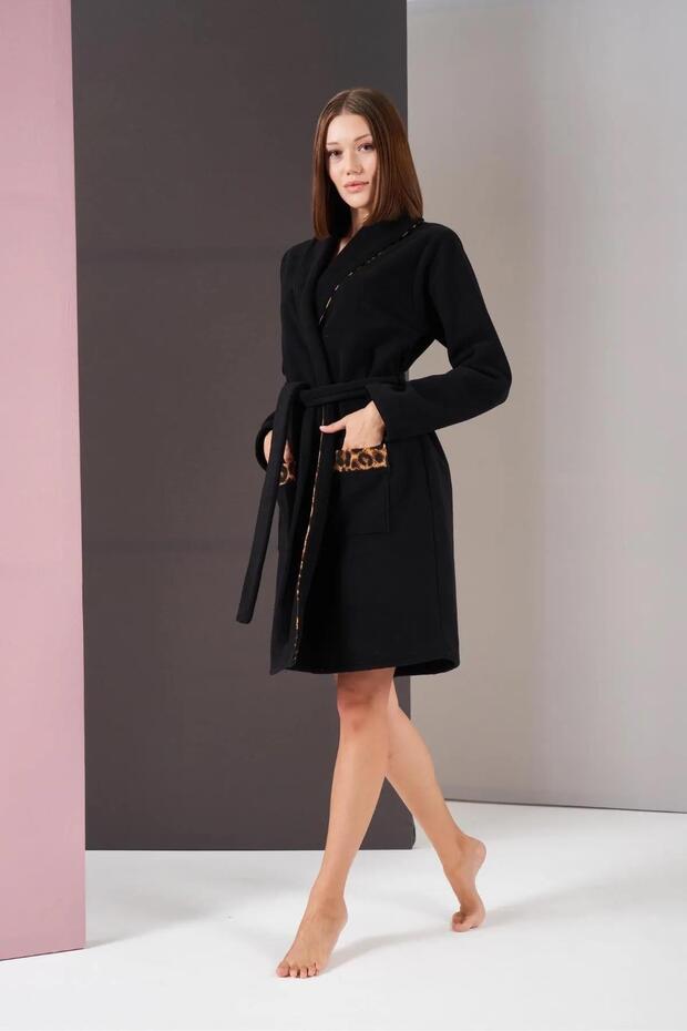 26007 Women's Polar Leopard Print Belted Dressing Gown