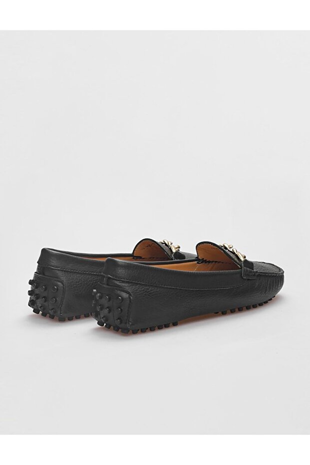 Hakiki Deri Siyah Kadın Loafer - 4