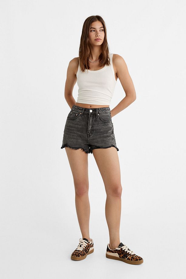 Distressed Denim Şort - 2