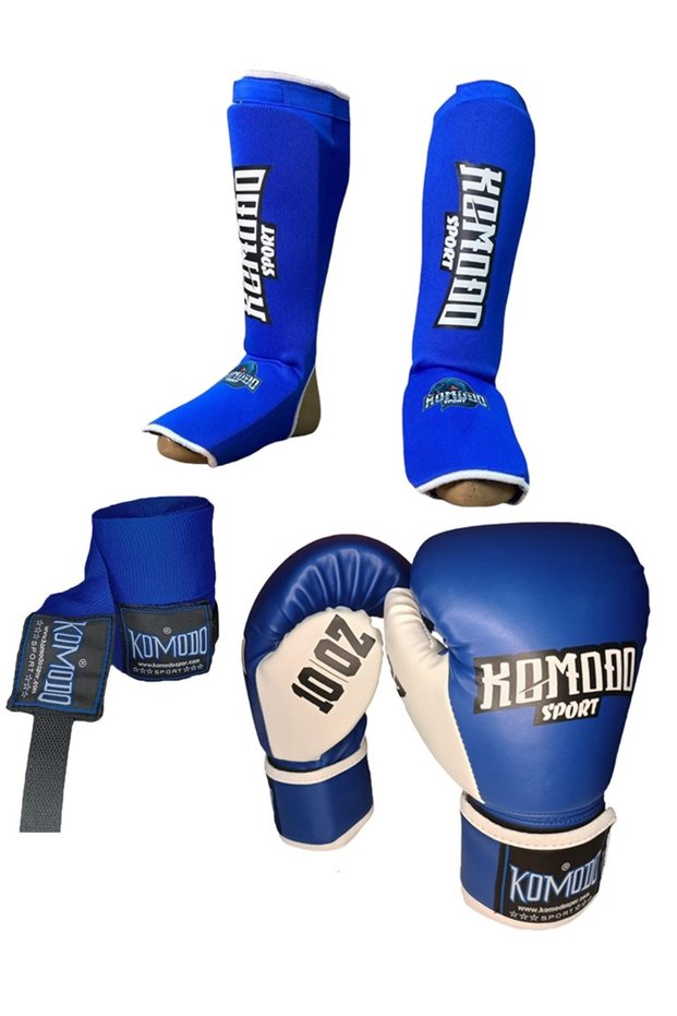 Boxing Gloves 8 OZ/Bandage 3.5 Meters / Elastic Kick Boxing Peg and Overfoot Protective Set