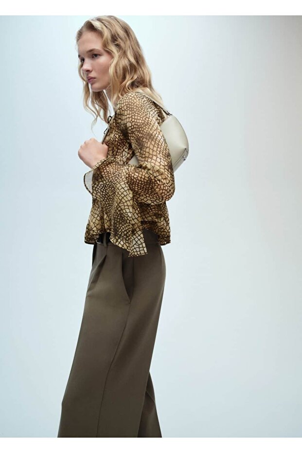 Gemustertes Hemd mit Puffärmeln - 6